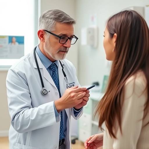 Un medico che visita un paziente in un ambulatorio pubblico